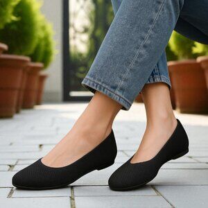 EILEEN FISHER Seam Knit Ballet Flats in Black 6.5
